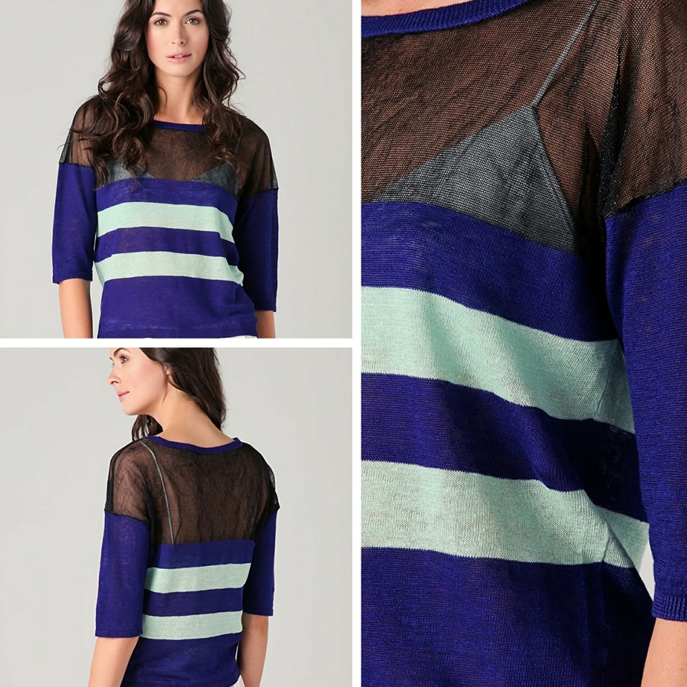 Derek Lam Crosby Steel Woven Color Block Sweater S - Picture 1 of 8